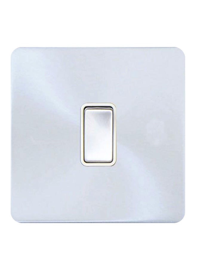 High Quality Alloy Eleganza 1-Gang Bell Switch Silver and White 3.03 x 9 x 9 cm MT5211 MG