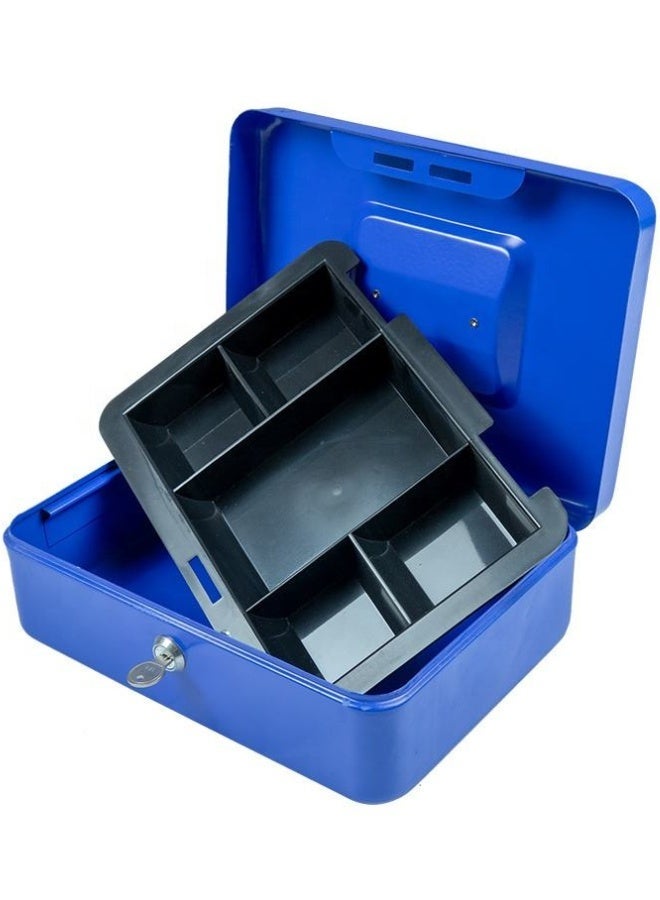 Durable Steel Cash Box Register with Lock and Removable Tray - Secure Portable Money Box Safe for Bills, Coins & Receipts - Image 3