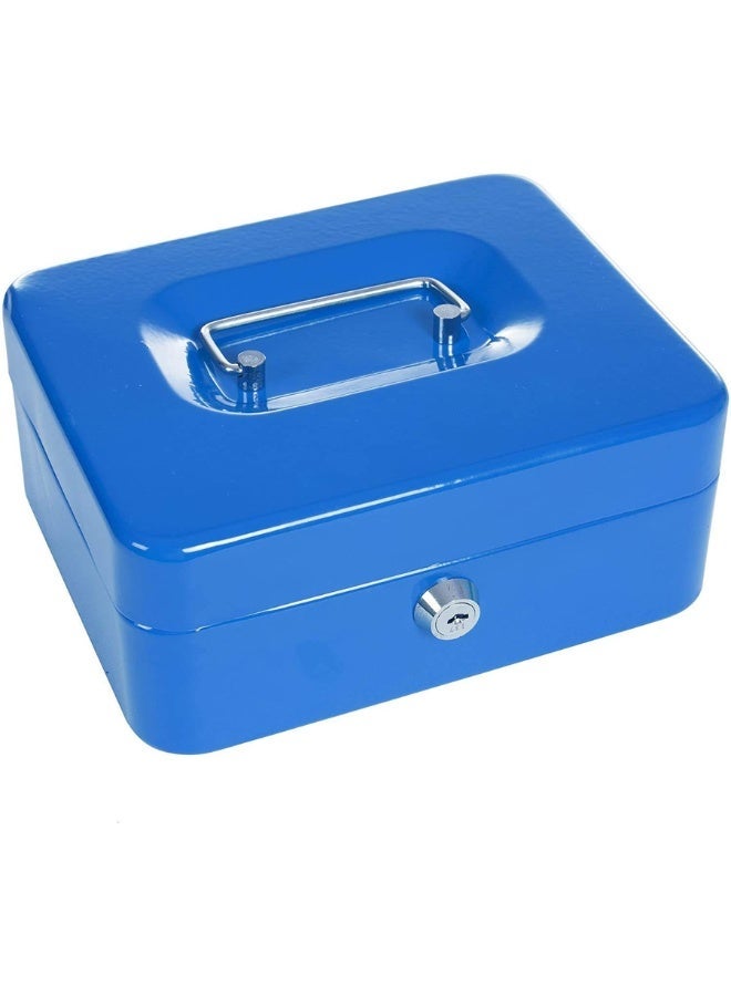 Durable Steel Cash Box Register with Lock and Removable Tray - Secure Portable Money Box Safe for Bills, Coins & Receipts - Image 2
