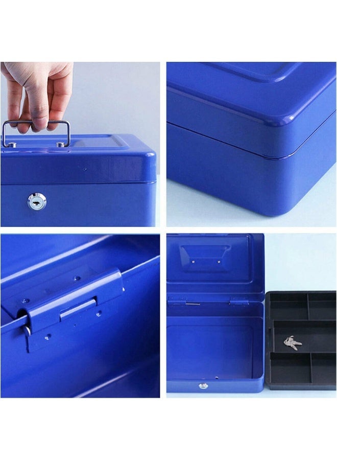 Durable Steel Cash Box Register with Lock and Removable Tray - Secure Portable Money Box Safe for Bills, Coins & Receipts - Image 4
