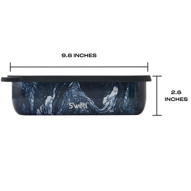 S'well Stainless Steel Bento Box, Azurite Marble, Fits One Large Entree Or Small Entree And Snack, Includes Removable Divider, Leakproof, Easy to Clean, Dishwasher Safe - Image 4