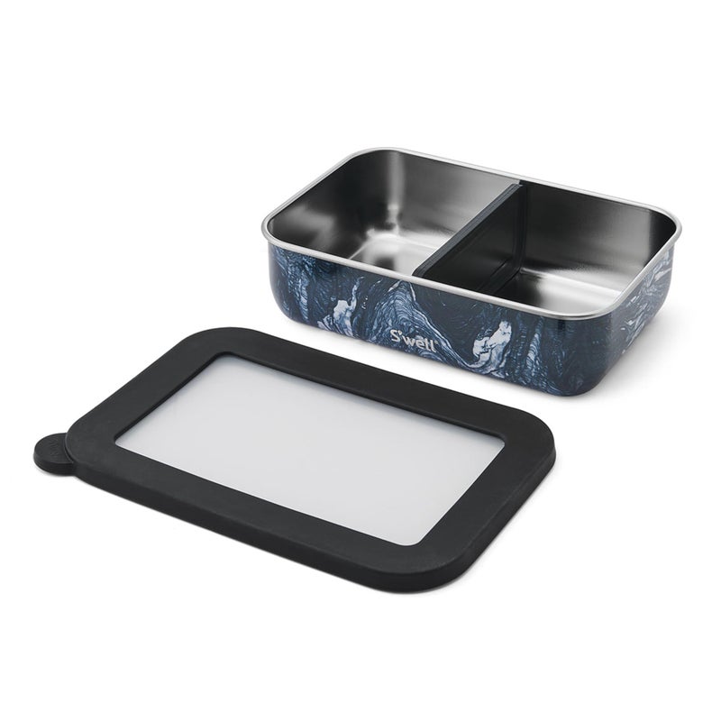 S'well Stainless Steel Bento Box, Azurite Marble, Fits One Large Entree Or Small Entree And Snack, Includes Removable Divider, Leakproof, Easy to Clean, Dishwasher Safe - Image 3