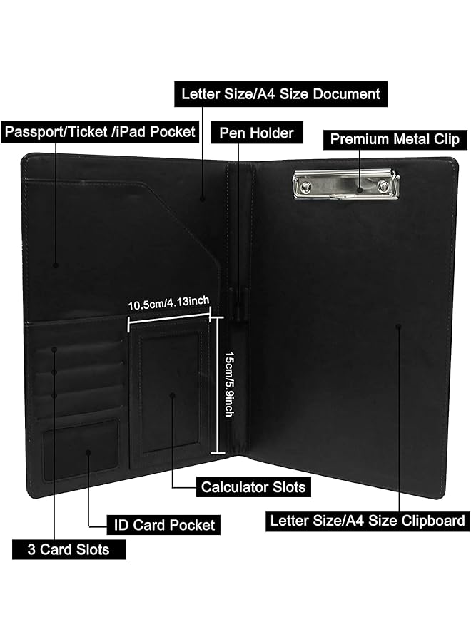 Arabest Padfolio Pu Leather Portfolio Folder Leather Business Portfolio Interview Resume Portfolio Organizer With A4 Size Writing Pad For Business School Office Conference  - Image 5