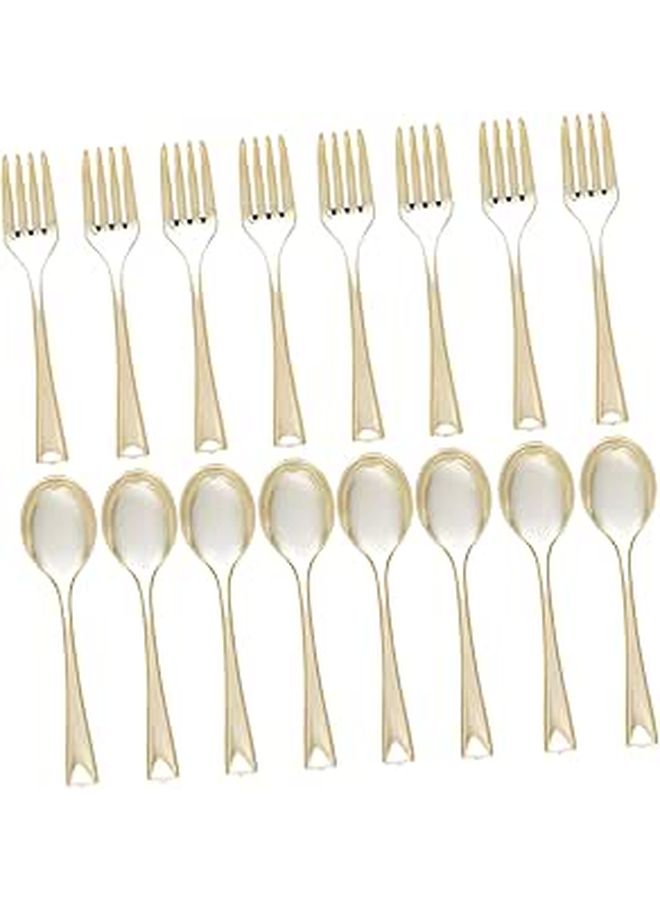 Disposable Mini Gold Forks And Spoons Set Elegant Durable Cutlery For Cake Dessert Party Events - Image 1