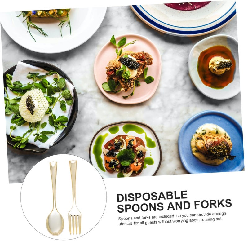 Disposable Mini Gold Forks And Spoons Set Elegant Durable Cutlery For Cake Dessert Party Events - Image 4