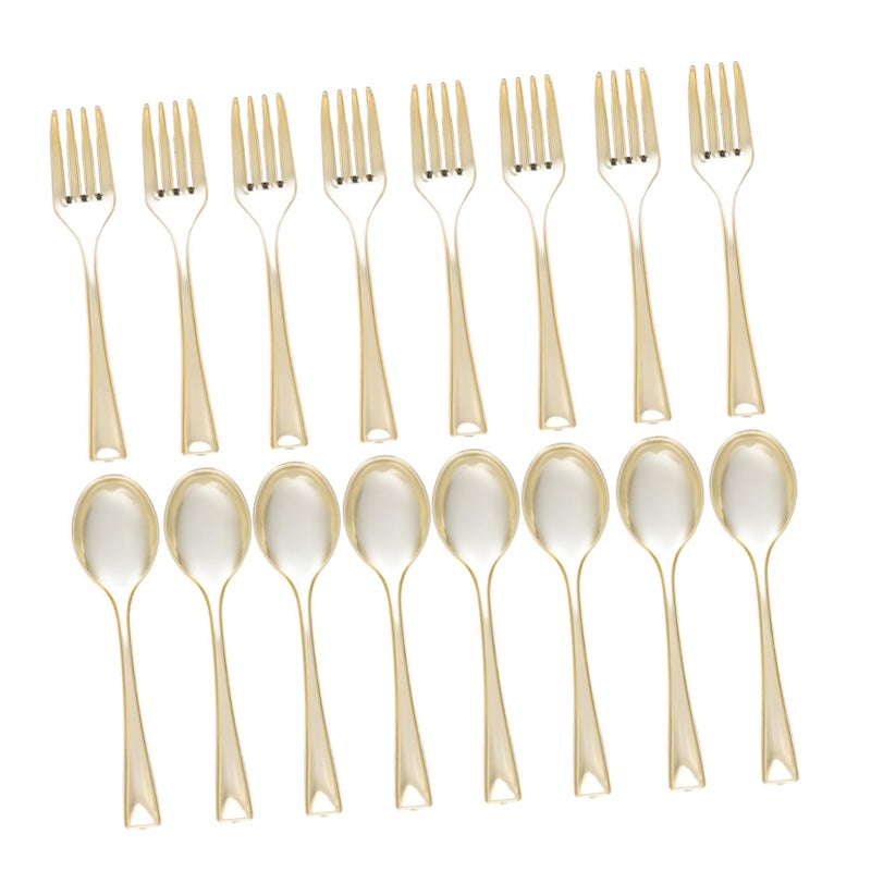 Disposable Mini Gold Forks And Spoons Set Elegant Durable Cutlery For Cake Dessert Party Events - Image 2