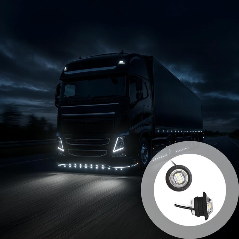 20 Pcs 3/4 in Led Trailer Side Marker Lights, White Round Clearance Lamps, 12-24V, Steady Mode, 0.8 in Height - Image 3