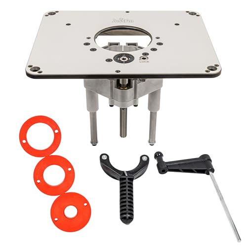 JessEm RoutRLift 35XT Router Lift System HeavyDuty Aluminum with Phenolic Top Plate Precision Height Adjustment Easy Installation with Twist Lock Inserts and AboveTheTable Bit Changes - Image 1