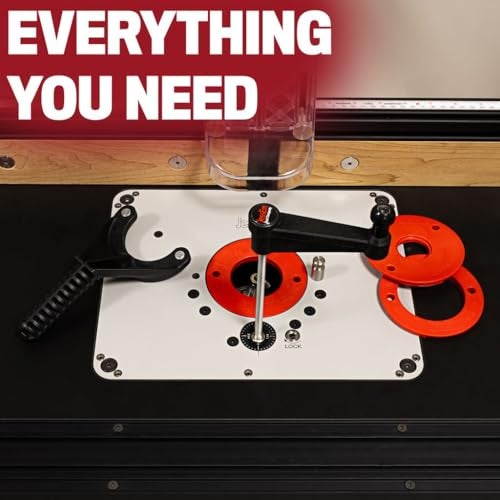 JessEm RoutRLift 35XT Router Lift System HeavyDuty Aluminum with Phenolic Top Plate Precision Height Adjustment Easy Installation with Twist Lock Inserts and AboveTheTable Bit Changes - Image 3