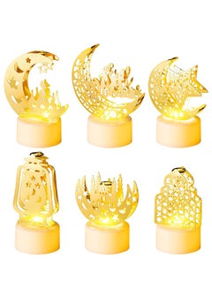 Lemon 6Pcs Ramadan Eid-al-Fitr Light Decoration, Moon Castle Lighthouse Eid Mubarak Mini Lantern Lamp Battery Included Plastic LED Night Light Ramadan Eid al Fitr Party Home Dinner Tabletop Decor  - Image 1