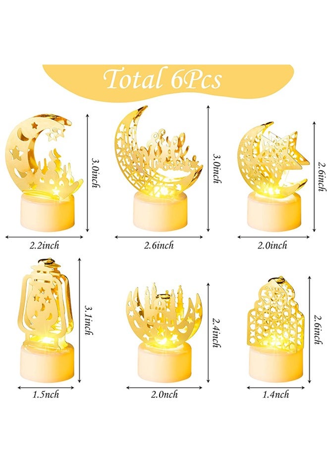 Lemon 6Pcs Ramadan Eid-al-Fitr Light Decoration, Moon Castle Lighthouse Eid Mubarak Mini Lantern Lamp Battery Included Plastic LED Night Light Ramadan Eid al Fitr Party Home Dinner Tabletop Decor  - Image 2