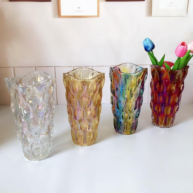 Eastern Rock Unbreakable Flower Glass Vase 3.5lb 9.5inch Sparkle vase Bohemian Style, for Centerpieces,Kitchen,Office, Living Room,Wedding,Perfect Home Decor Glass Vase (Sparkle red) - Image 4