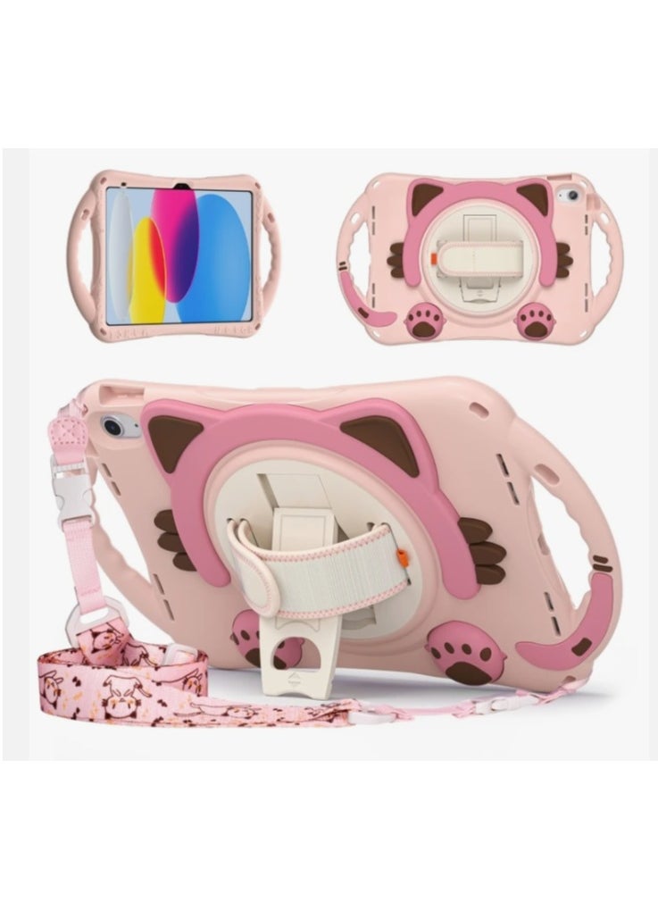 Encased - Cartoon Design 360 Silicone for iPad 10th Gen 10.9 (2022) Zero Grip Handle Encase (Pink) - Image 1