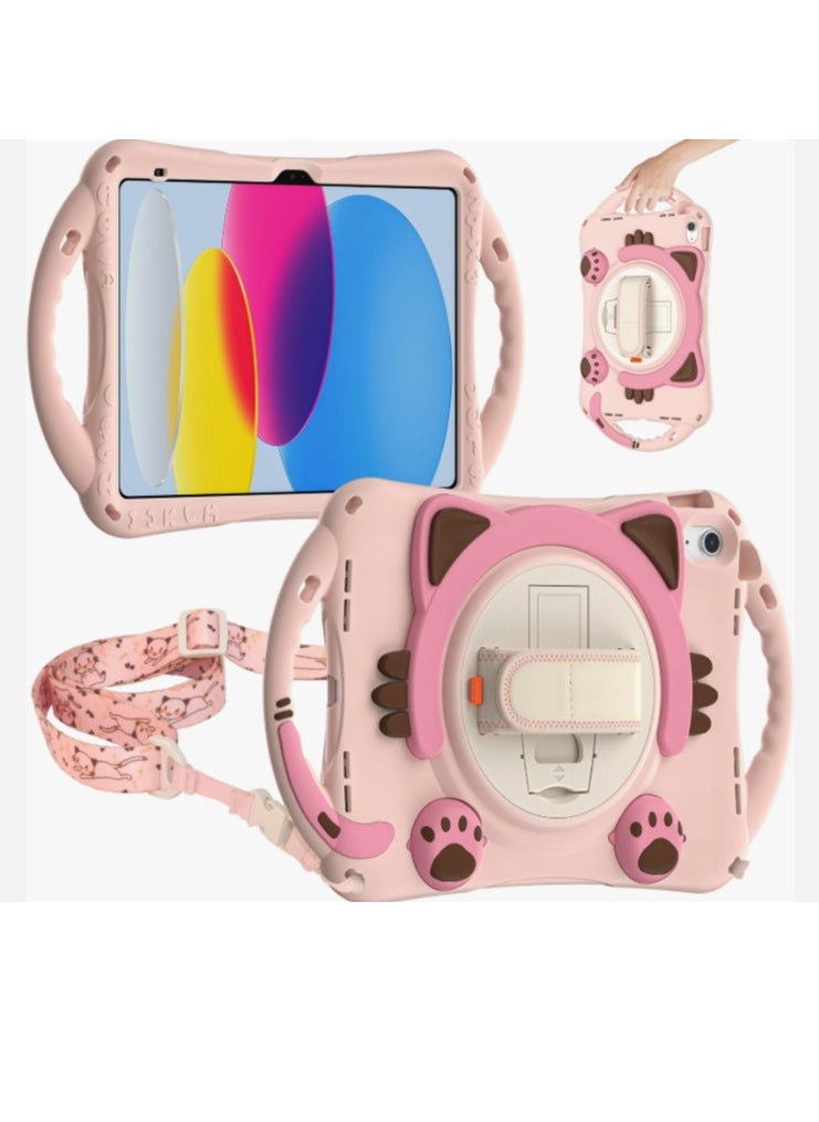 Encased - Cartoon Design 360 Silicone for iPad 10th Gen 10.9 (2022) Zero Grip Handle Encase (Pink) - Image 1