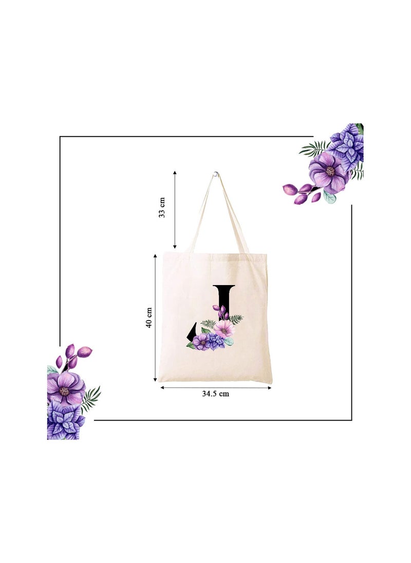 PRINTSHOP4ME Eco-Friendly Canvas Cotton Tote Bag with Floral Design on Initial Letters Printed Bridesmaids Bags for Women- Reusable Shopping Bag, Party Gift Idea and Cotton Gift Bag  - Image 5