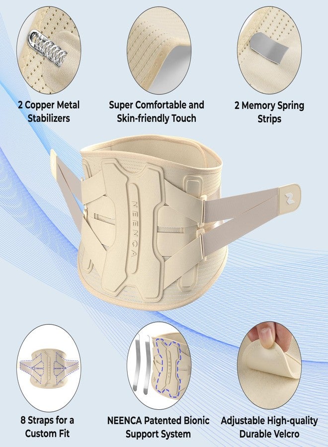 NEENCA Back Brace for Lower Back Pain Relief with Bionic Support System, Lumbar Support Belt for Women&Men with Lumbar Pad, Soft Breathable 3D Knit Fabric for Herniated Disc, Sciatica, Scoliosis -Skin - Image 2