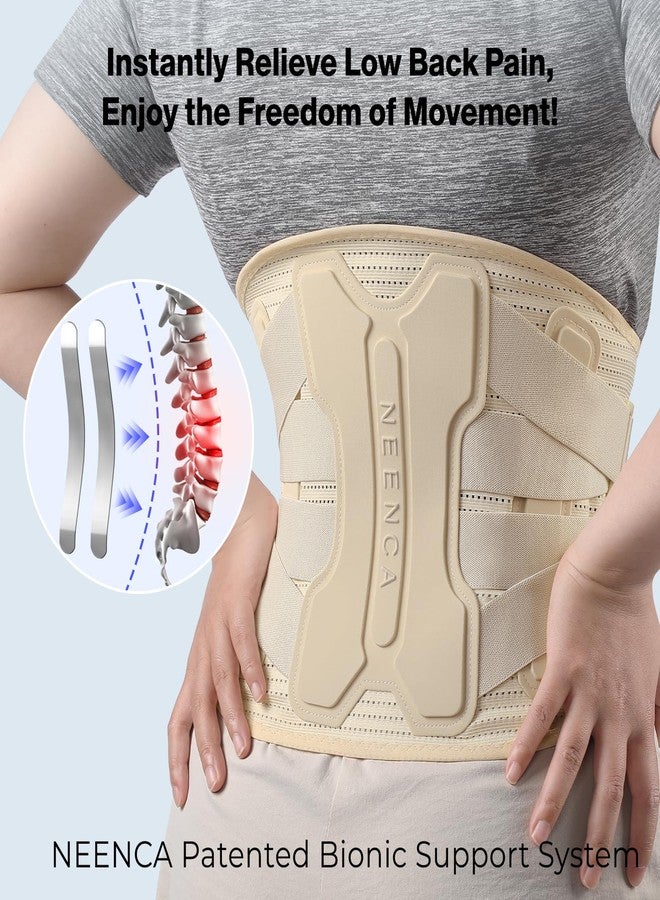 NEENCA Back Brace for Lower Back Pain Relief with Bionic Support System, Lumbar Support Belt for Women&Men with Lumbar Pad, Soft Breathable 3D Knit Fabric for Herniated Disc, Sciatica, Scoliosis -Skin - Image 4