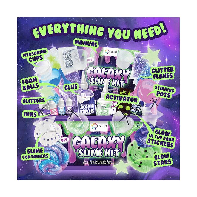 ESSEN Galaxy Slime Kit, Versatile Slime Designs, Encourages STEM Learning, Reusable and Clean Fun, 7 Years+, Multicolor - 29 Pieces - Image 4