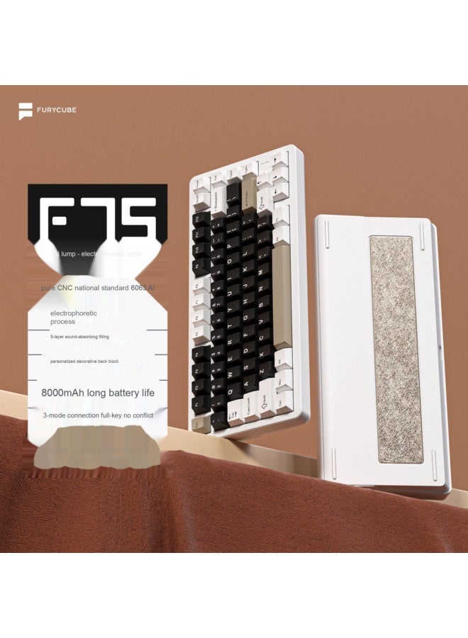 مكعب غاضب لوحة مفاتيح لعبة ميكانيكية قابلة للتخصيص بزاوية F75 من FURYCUBE من الألومنيوم، بثلاثة أوضاع اتصال (لاسلكي، بلوتوث، USB)، مزودة بقاعدة مثبتة قابلة للتخصيص - Image 1