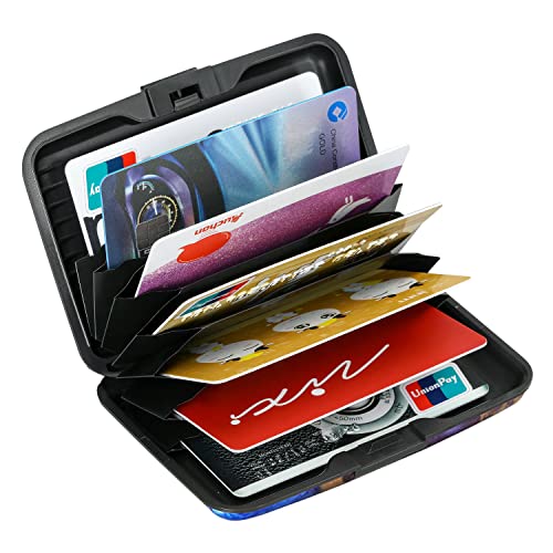 ELFISH Mini RFID Aluminum Wallet Credit Cards Holder Business Card Case Metal ID Case for Men Women（Light Purple Marble - Image 5