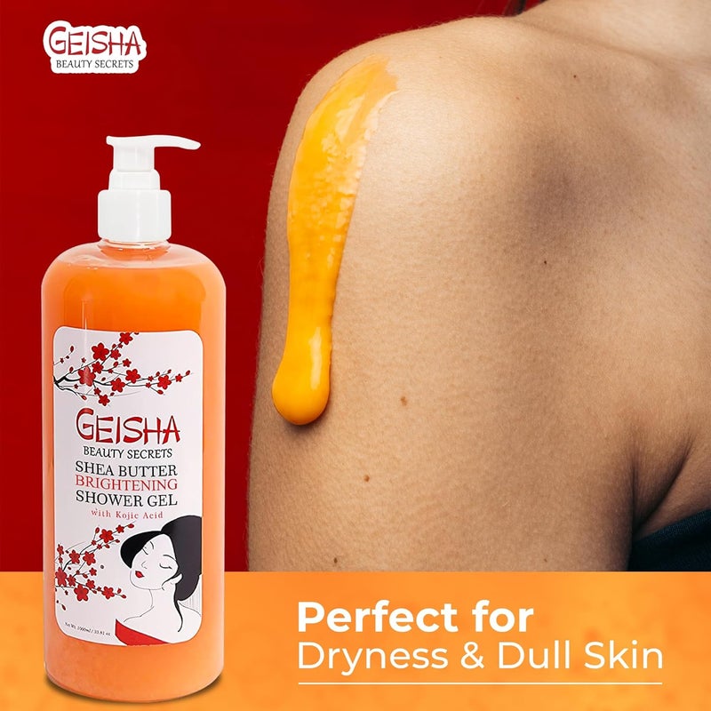 OMIC Geisha Kojic Acid Skin Brightening Body Wash 33 Fl oz 1000 ml Even Out Tone Radiance Face and Body Shower Gel with Coconut Oil and Shea Butter - Image 5