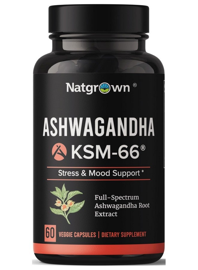 Natgrown Ashwagandha KSM 66 Supplement 600 mg - Stress, Mood, & Athletic Support - Organic KSM66 Root Extract with 5% Withanolides - Vegan Capsules - 60 Count - Image 1