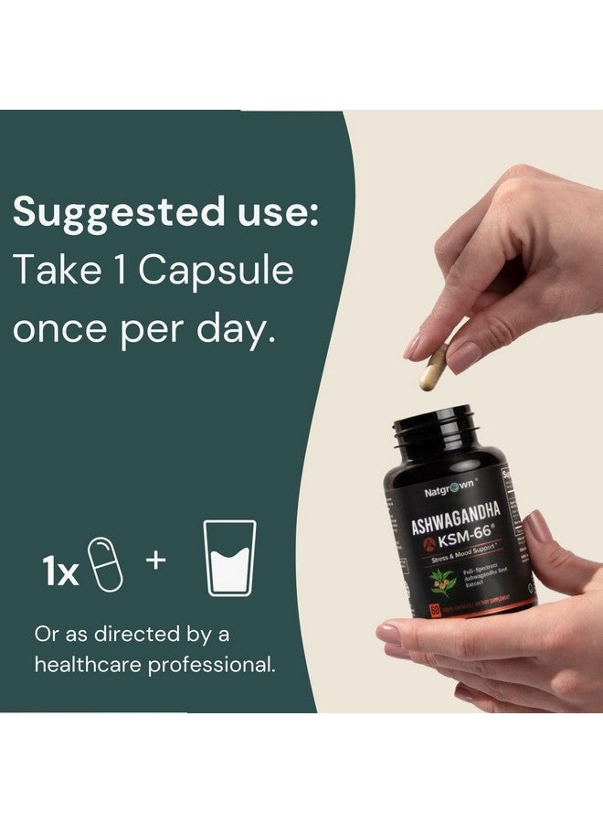 Natgrown Ashwagandha KSM 66 Supplement 600 mg - Stress, Mood, & Athletic Support - Organic KSM66 Root Extract with 5% Withanolides - Vegan Capsules - 60 Count - Image 5