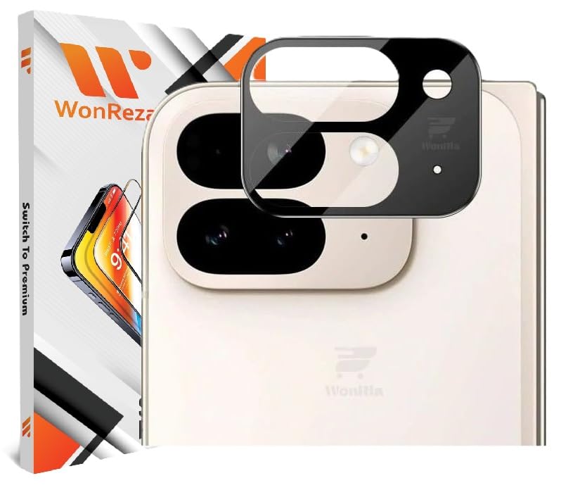 WonReza ® Pack 1- Back Camera Lens Protector for Pixel 10 Pro Fold 5G [3D Premium] Camera Glass Protector (Black) - Image 1
