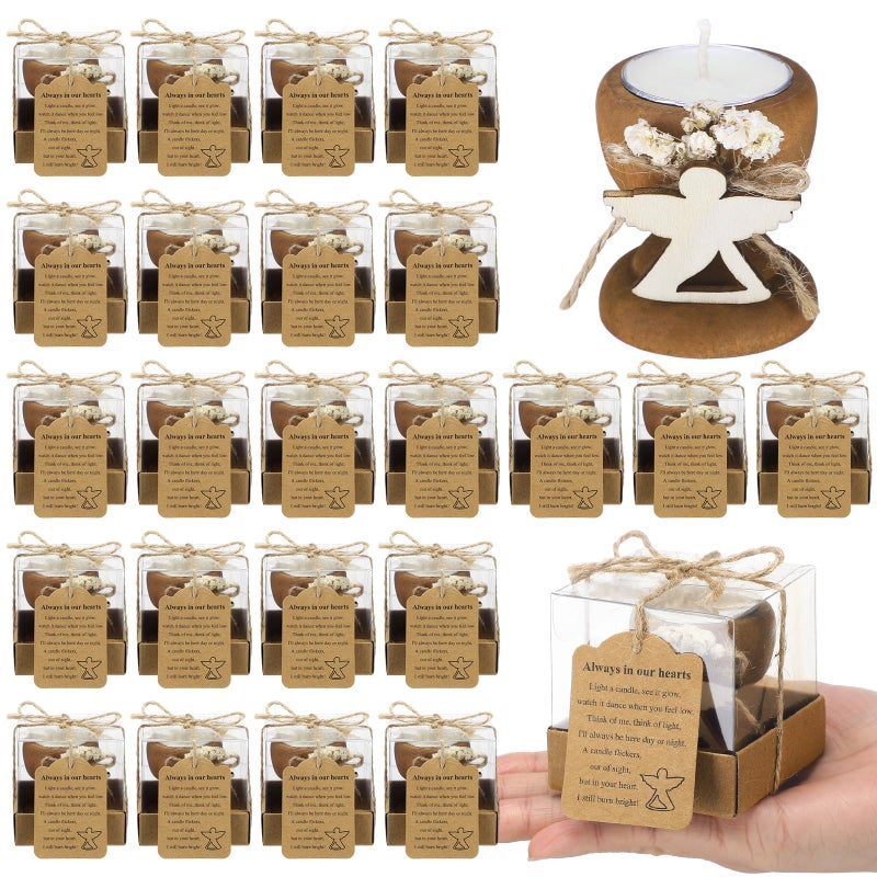Nuanchu 24 Set Funeral Memorial Candles Holders Funeral Keepsakes Favors Memorial Candle Holders 24 x 24 Inches Celebration of Life Supplies Sympathy Gifts Service Grief Share Gifts Classic Style - Image 2