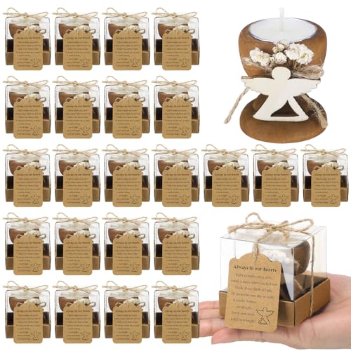 Nuanchu 24 Set Funeral Memorial Candles Holders Funeral Keepsakes Favors Memorial Candle Holders 24 x 24 Inches Celebration of Life Supplies Sympathy Gifts Service Grief Share Gifts Classic Style - Image 1