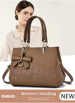DUNISO Women's Fashion Handbag Faux Leather Crossbody Bag For Women Large Capacity Bow Trim Tote Bags Top Handle Satchel Fashionable Travel Shoulder Bag For Ladies  - Image 1