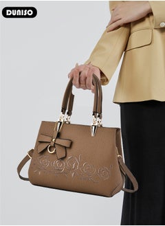 DUNISO Women's Fashion Handbag Faux Leather Crossbody Bag For Women Large Capacity Bow Trim Tote Bags Top Handle Satchel Fashionable Travel Shoulder Bag For Ladies  - Image 5