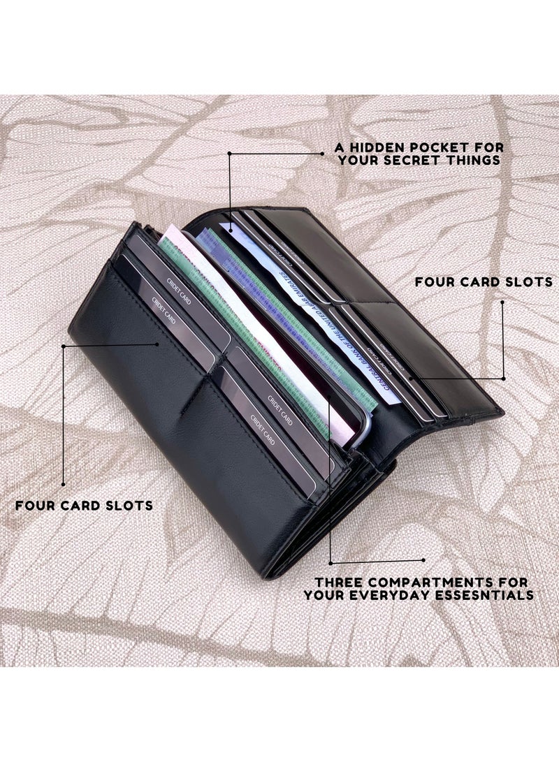 Classic Milano Premium Faux Leather Long Wallet for Women with Magnetic Closure | Ladies Wallet Card Holder Purse | Slim Women's Wallet for Daily Use, Travel, and Gifting - Image 2