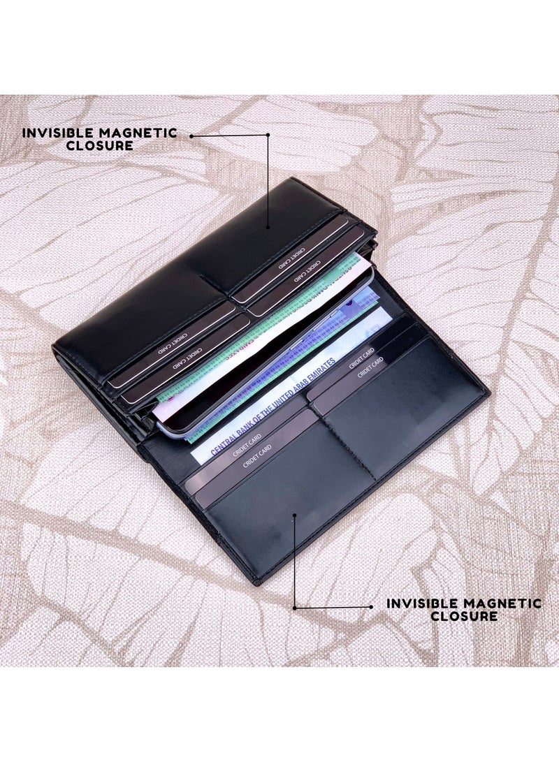 Classic Milano Premium Faux Leather Long Wallet for Women with Magnetic Closure | Ladies Wallet Card Holder Purse | Slim Women's Wallet for Daily Use, Travel, and Gifting - Image 3