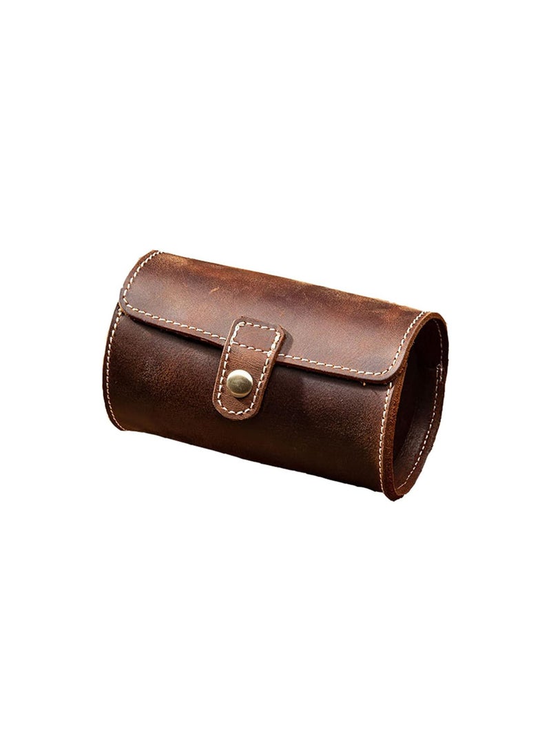 GGOOT Portable Travel Watch Storage Roll: Coffee Leather 2 Slots Watches Organizer Case Storage Bag Travel Watch Carrying Roll Watch Jewelry Holders Box - Image 1
