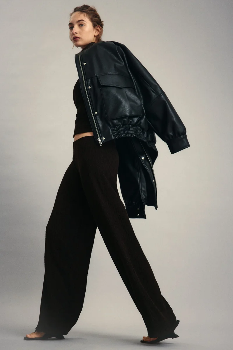 H&M Crinkled pull-on trousers