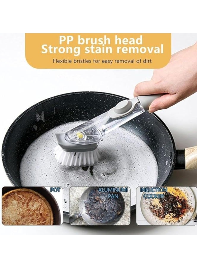 Soap Dispensing Brush Set, Includes Bowl with Handle, Sponge, Replacement Kitchen Tools, Table Brush, Dish, Scrubber Brush, Table/Pan/Sink Brush  - Image 3