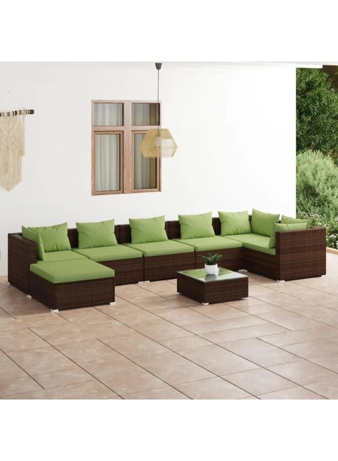 vidaxl vidaXL 8 Piece Garden Lounge Set with Cushions Poly Rattan Brown  - Image 1