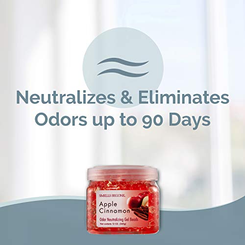 SMELLS BEGONE Odor Eliminator Gel Beads - Air Freshener - Eliminates Odor in Bathrooms, Cars, Boats, RVs and Pet Areas - Made with Essential Oils - Apple Cinnamon Scent - 12 Ounce - Image 2