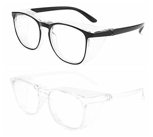 Alsenor Safety Glasses Anti Fog Goggles Protective Eyewear Blue Light Blocking Anti Dust UV Protection Glasses For Men Women (2 Pack (Black + Transparent)) - Image 2