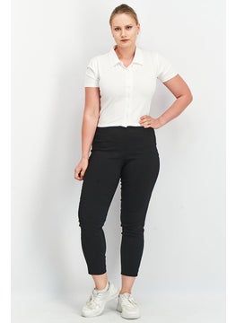 Tchibo Women Slim Fit Solid Stretchable Trouser Pants, Black  - Image 3