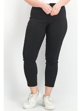 Tchibo Women Slim Fit Solid Stretchable Trouser Pants, Black  - Image 1