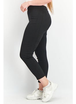 Tchibo Women Slim Fit Solid Stretchable Trouser Pants, Black  - Image 4