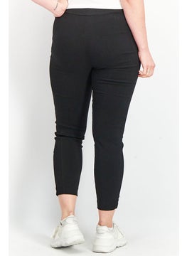 Tchibo Women Slim Fit Solid Stretchable Trouser Pants, Black  - Image 2