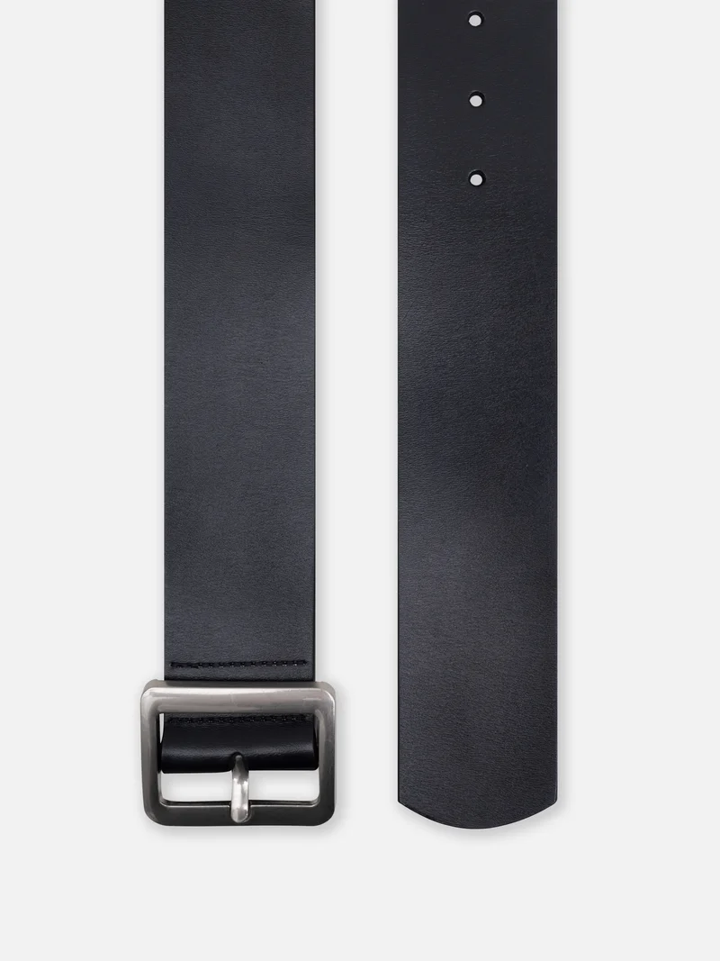 ليتشي Leather belt with square buckle