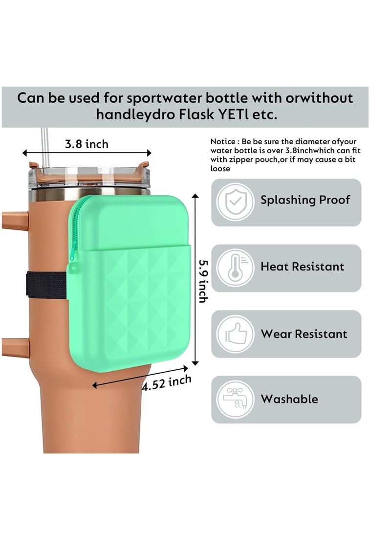 SYOSI - Water Bottle Pouch for Stanley Quencher Adventure 40oz & for Stanley IceFlow 20oz 30oz Tumbler, Portable Gym Tumbler Accessories, Water Bottle Zipper Pouch for Cards, Keys, Green - Image 1