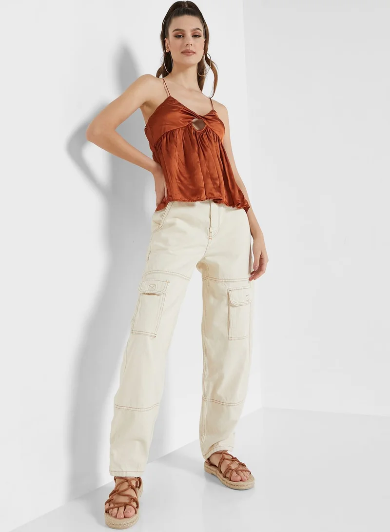 TOPSHOP Pocket Detail Straight Jeans