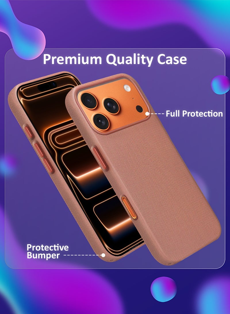 CATANES Tech Woven Case Cover for iPhone 17 Pro Max – Slim Protective Textured Back Case - Light Brown - Image 2