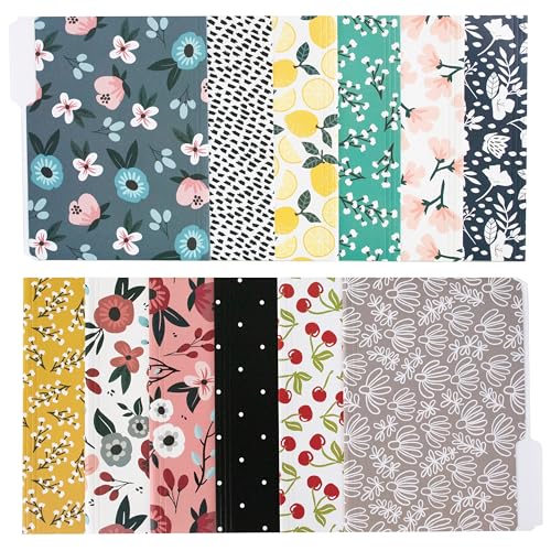 Carousel Greetings Cute File Folders, Set of 12 3-Tab Letter Size Decorative File Folders Boho Manilla 8.5 x 11 – Pretty Designer Home Office School Supplies (Mesmeric) - Image 1