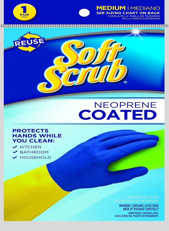Soft Scrub Neoprene Coated, Reusable Latex Household Glove Medium - Image 1